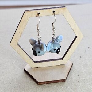 Handmade Koala Bear Glass Drop Earrings Grey Animal Novelty Jewelry Australia
